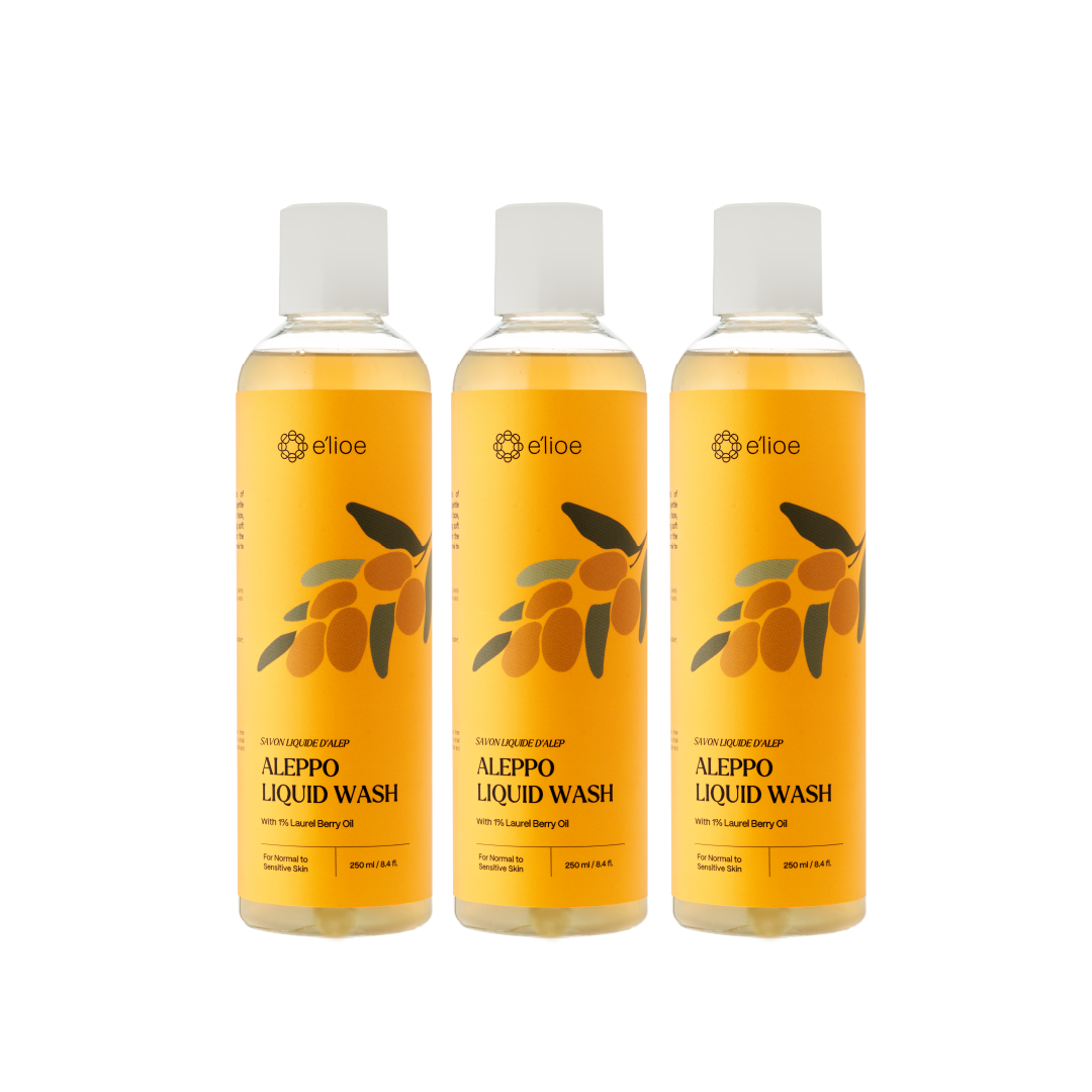 Bundle of 3 - Aleppo Liquid Wash with 1% Laurel Berry Oil (Comes with Free Foaming Net x1)