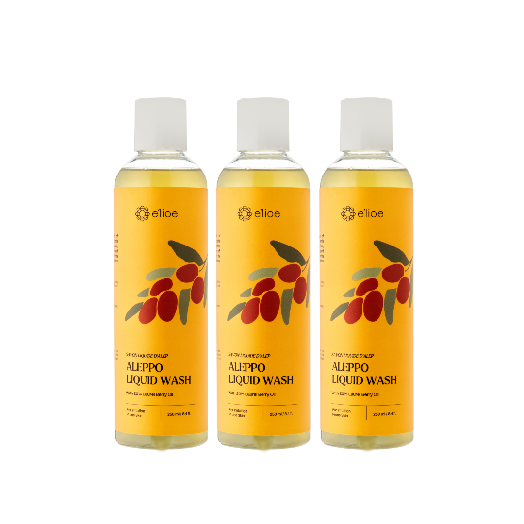 Bundle of 3 - Aleppo Liquid Wash with 25% Laurel Berry Oil (Comes with Free Foaming Net x1)