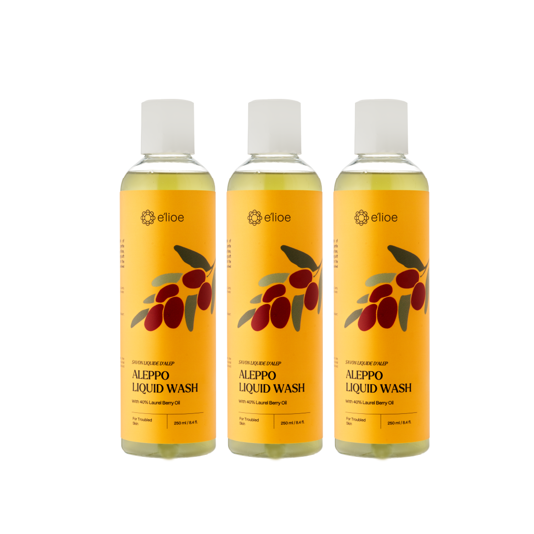 Bundle of 3 - Aleppo Liquid Wash with 40% Laurel Berry Oil (Comes with Free Foaming Net x1)