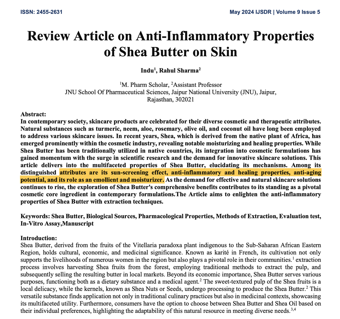 Anti-Inflammatory Properties of Shea Butter on Skin