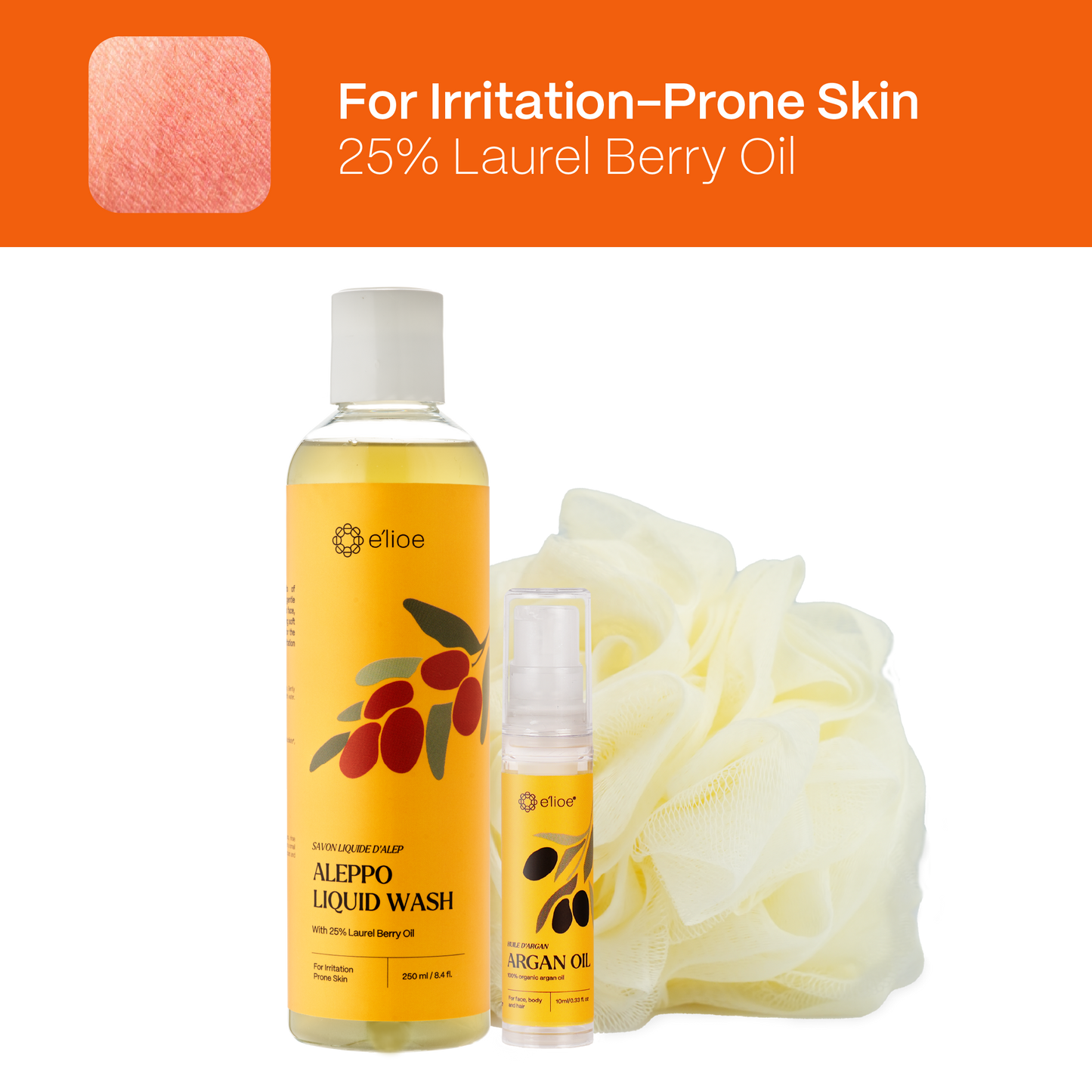 e'lioe Discovery Kit - Aleppo Liquid Wash + Argan Oil 10ml