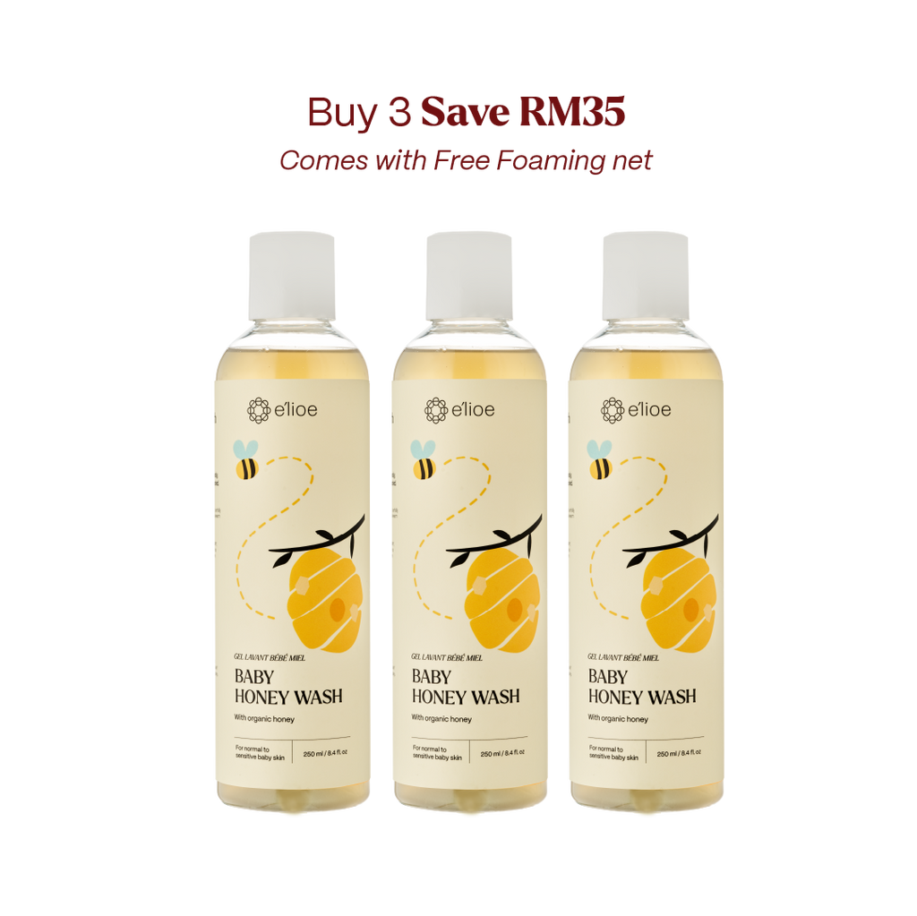 Bundle of 3 - Baby Honey Wash - 250ml (Didatangkan dengan Free Foaming Net x1)