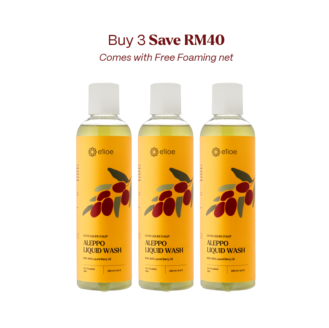 Bundle of 3 - e'lioe Aleppo Liquid Wash with 40% Laurel Berry Oil