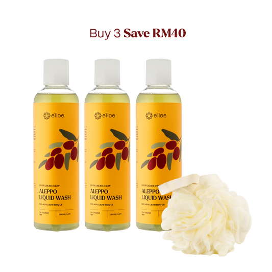Bundle of 3 - Aleppo Liquid Wash with 40% Laurel Berry Oil (Comes with Free Foaming Net x1)