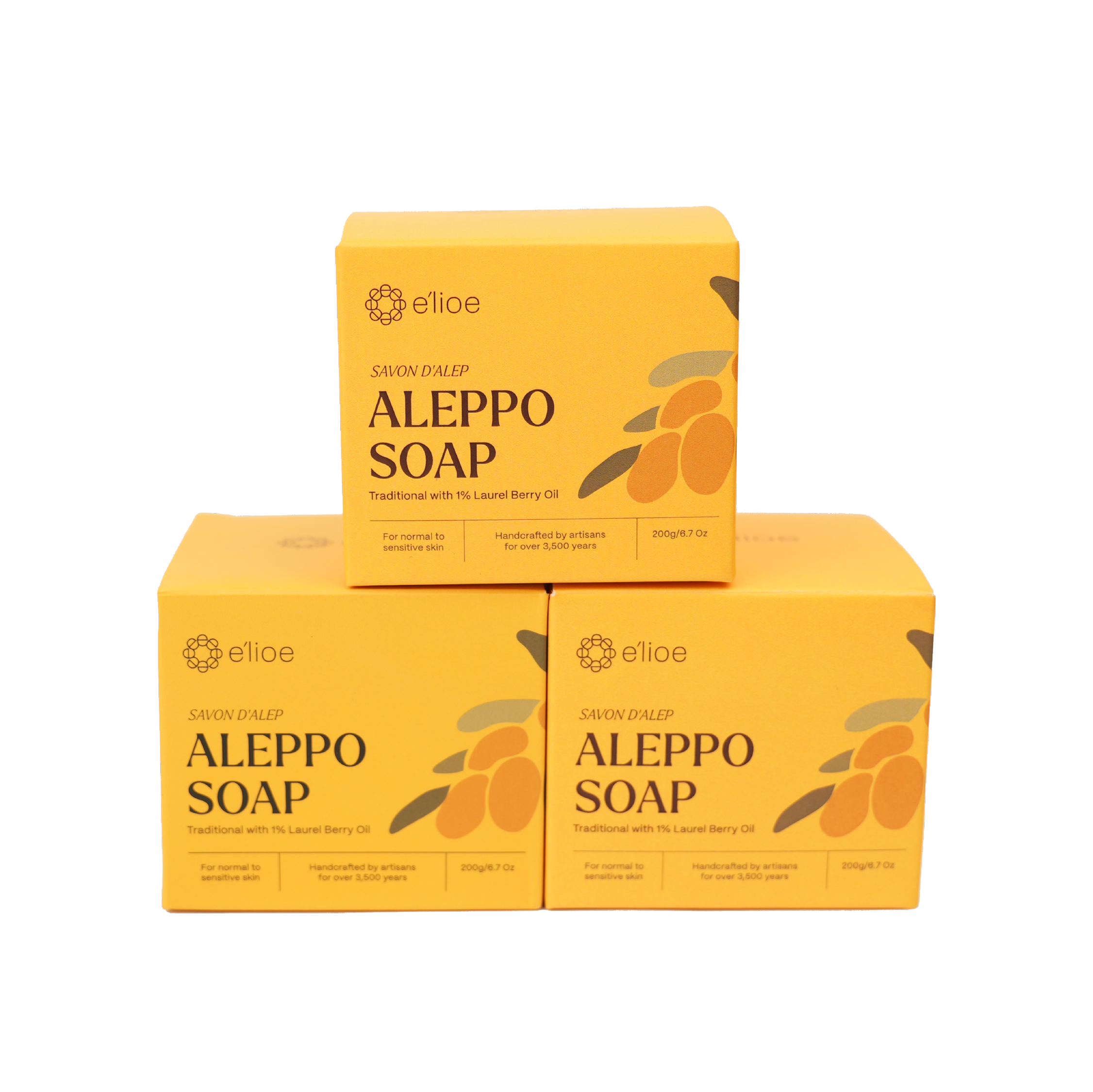 Bundle of 3 - e'lioe Aleppo Soap Bar (1% Laurel Berry Oil)