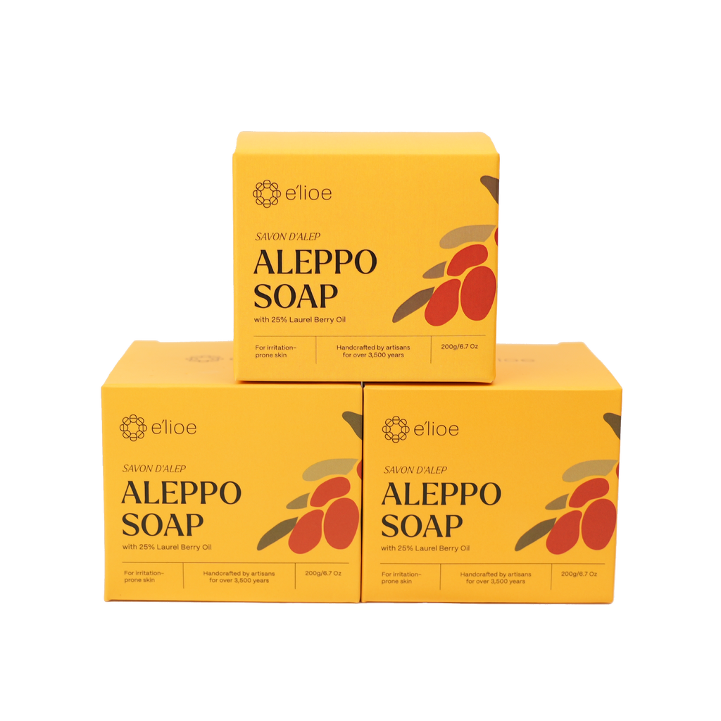 Bundle of 3 - e'lioe Aleppo Soap Bar (25% Laurel Berry Oil)