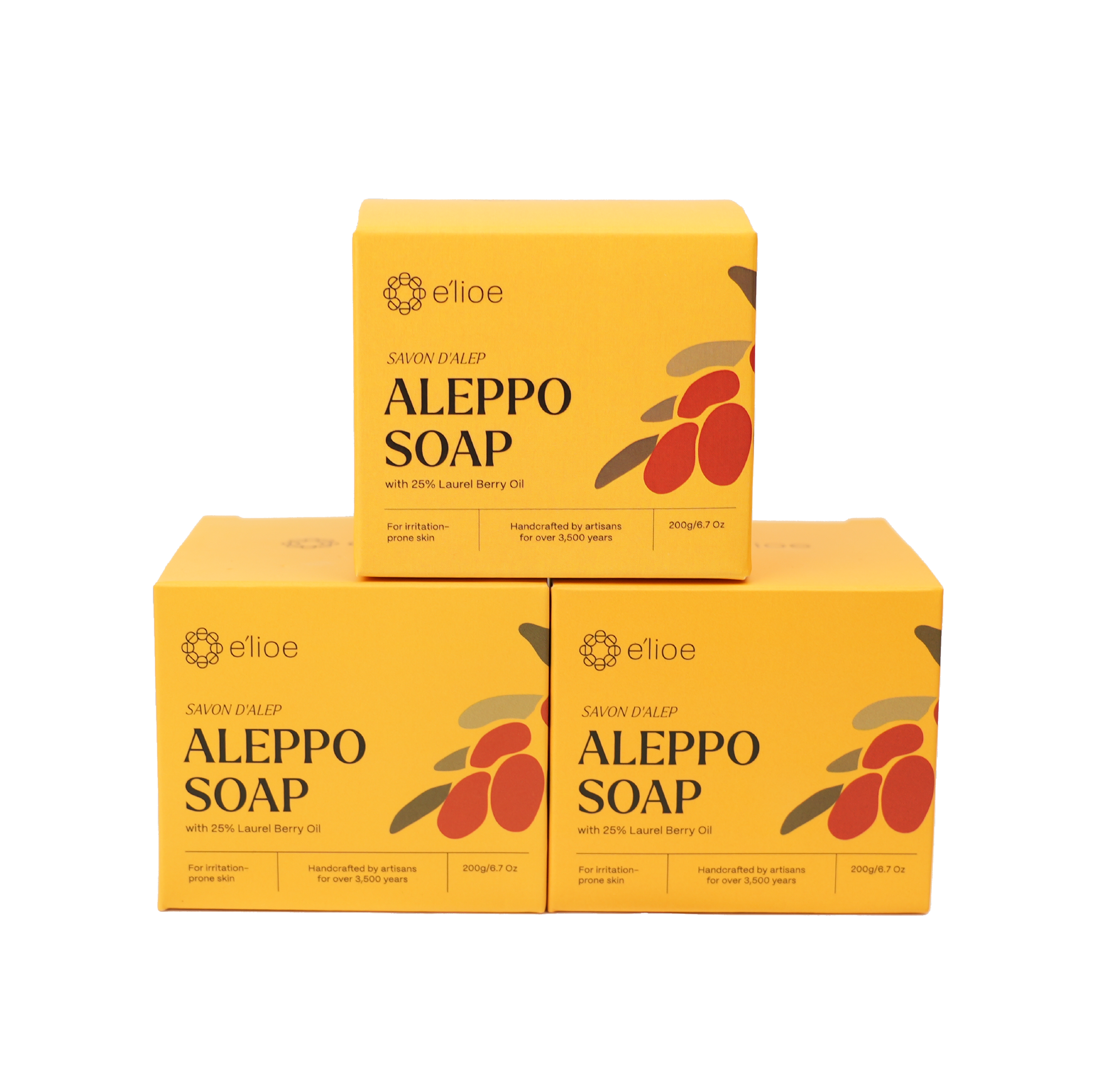 Bundle of 3 - e'lioe Aleppo Soap Bar (25% Laurel Berry Oil)