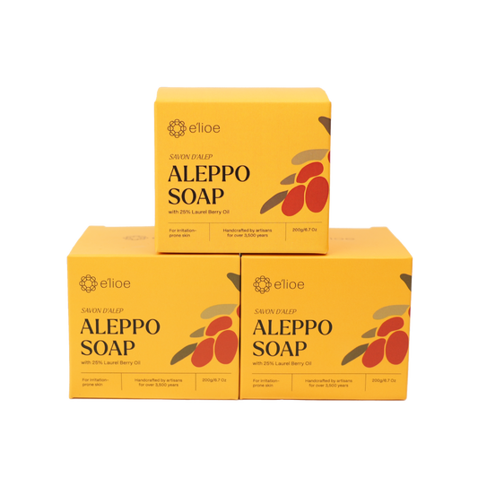 Bundle of 3 - Aleppo Soap with 25% Laurel Berry Oil (Comes with Free Foaming Net)