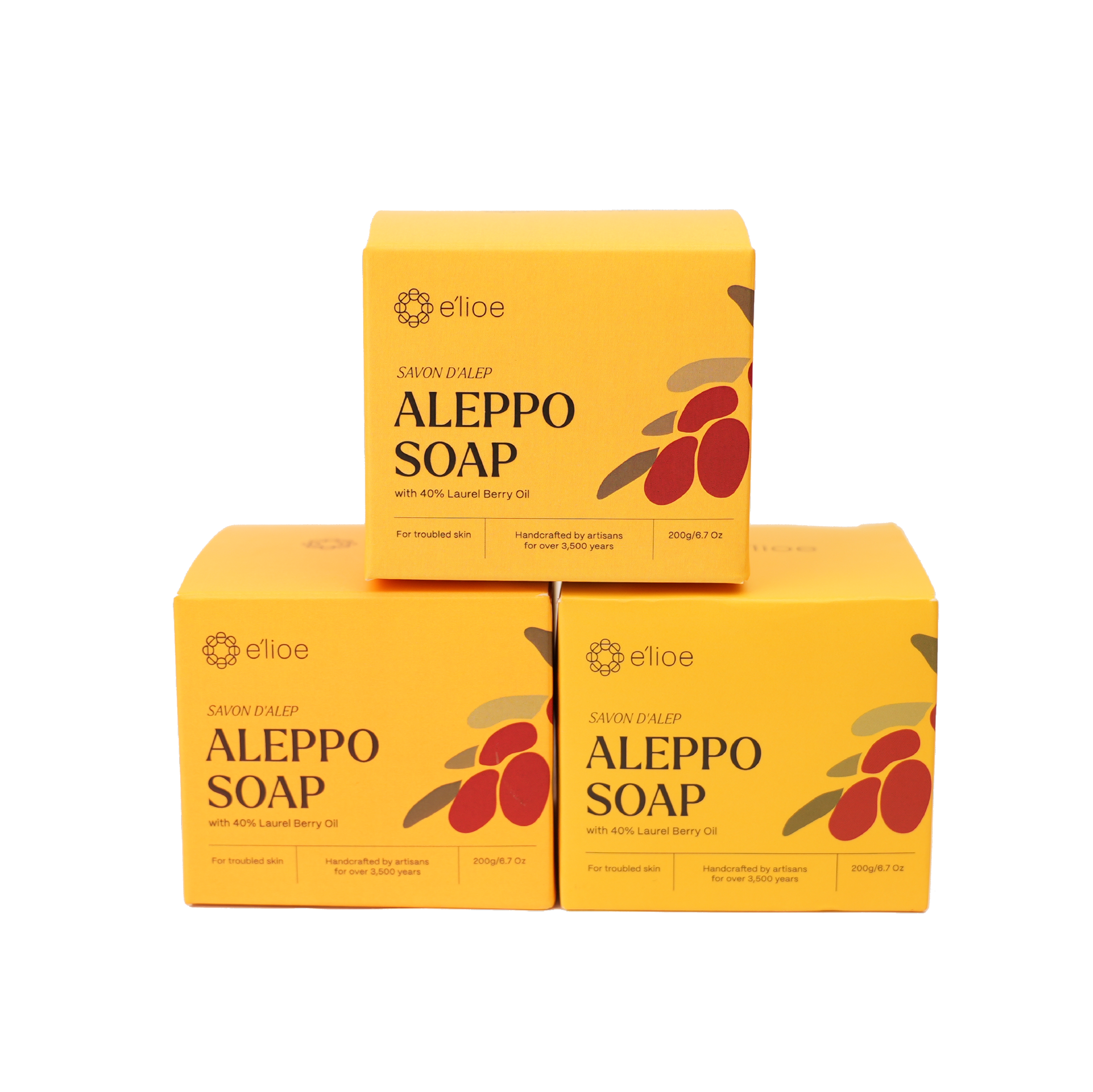 Bundle of 3 - e'lioe Aleppo Soap Bar (40% Laurel Berry Oil)