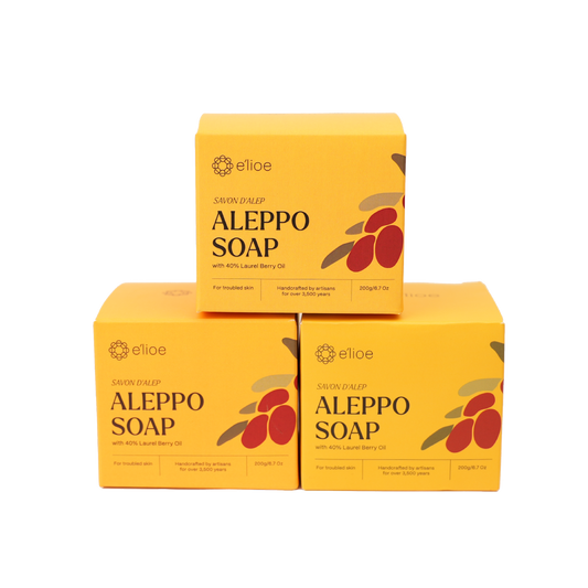 Bundle of 3 - Aleppo Soap with 40% Laurel Berry Oil (Comes with Free Foaming Net)