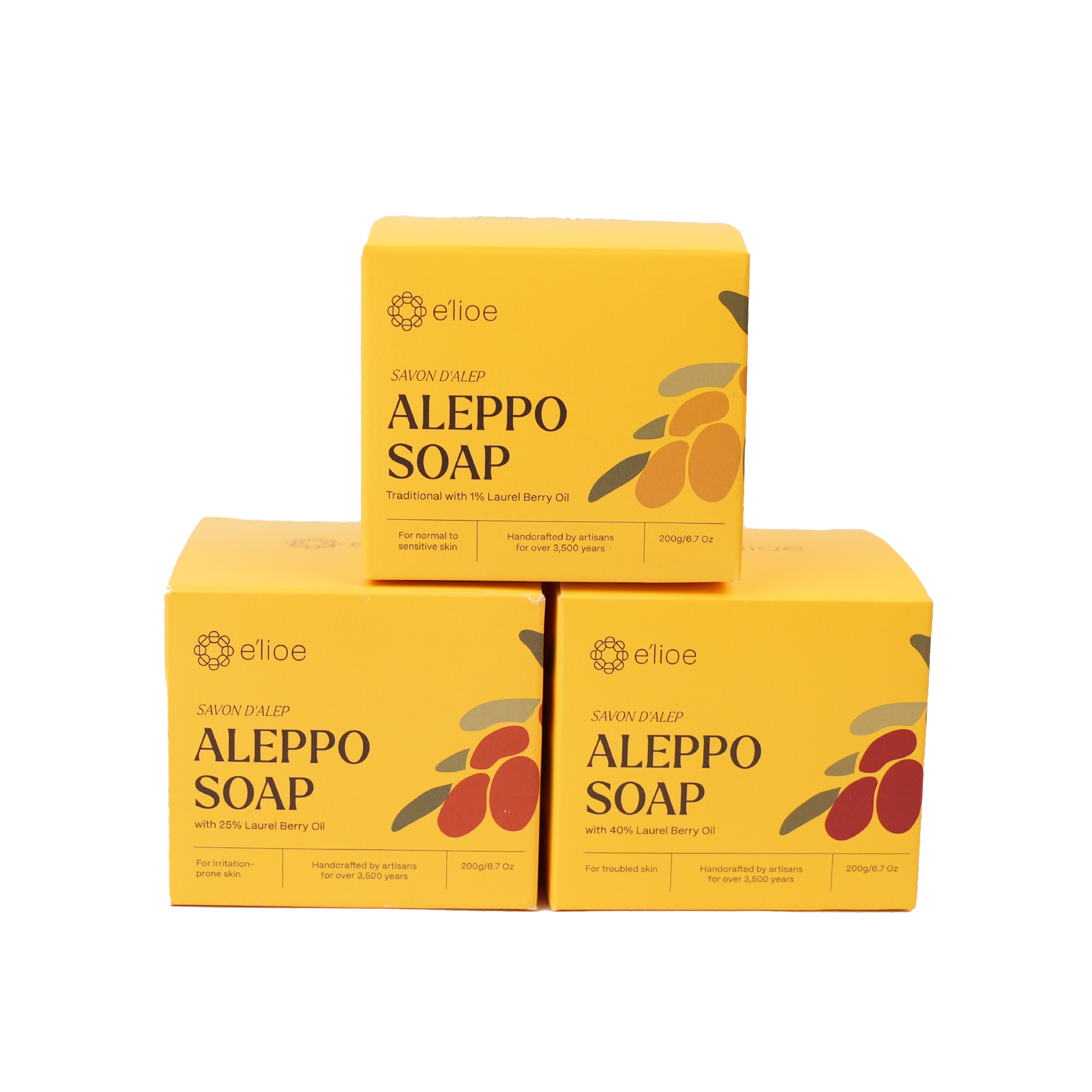 Bundle of 3 - e'lioe Aleppo Soap (Mixed)